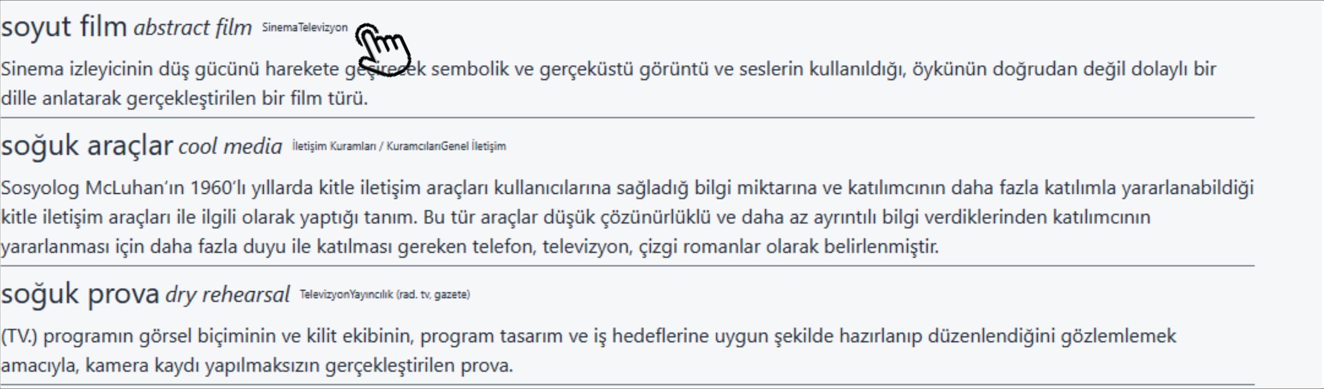 Kelime İçeriklerine Ulaşma 1
